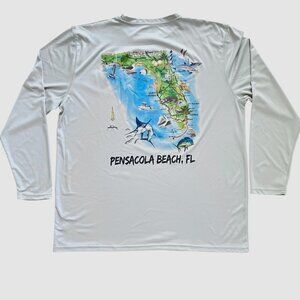 Alvin's‎ Island Performance Fishing Shirt Mens 2XL UPF 50 Pensacola Florida Gray